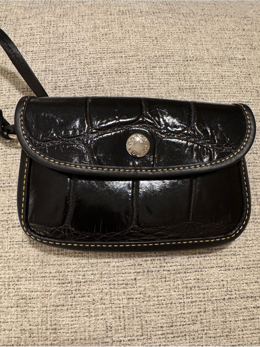 DOONEY & BOURKE Black Croco-Embossed Leather Wristlet